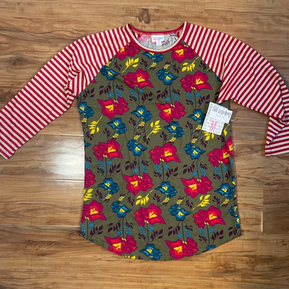 LuLaRoe M Randy baseball shirt stripe floral